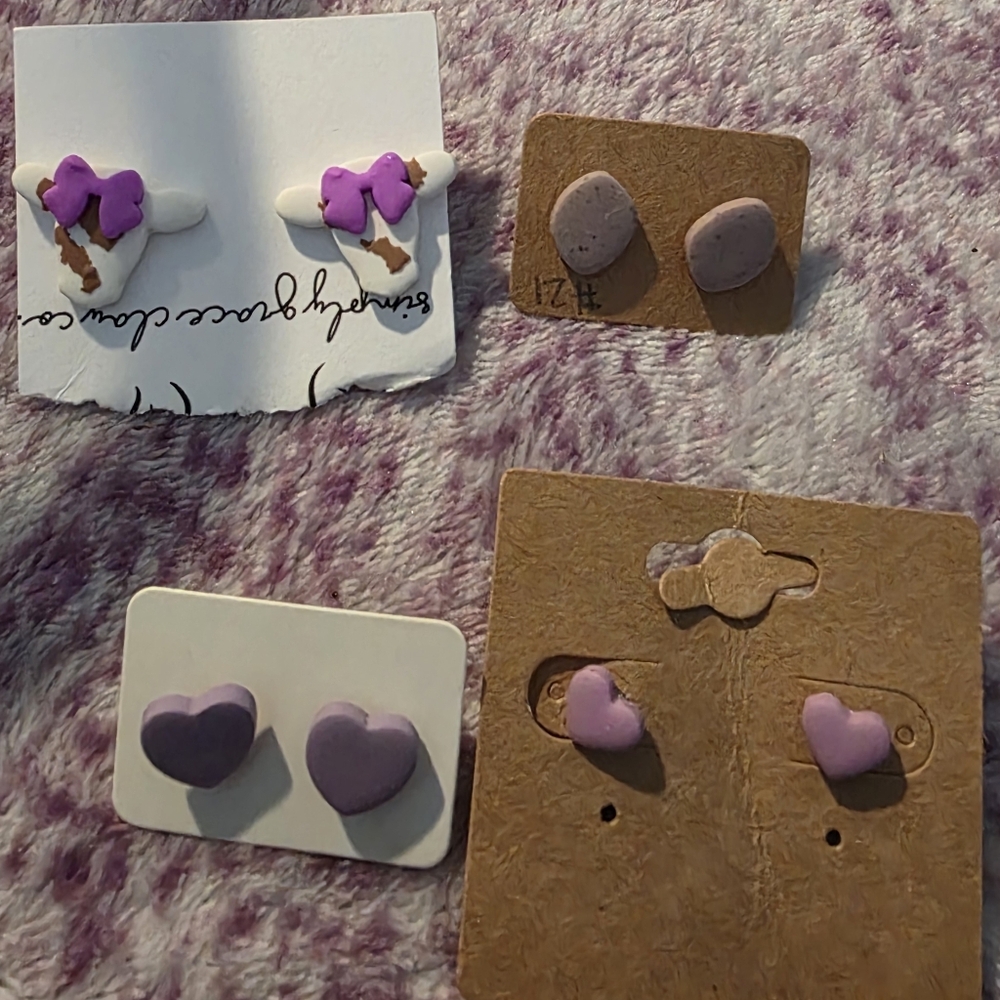 Purple Clay Earring Set